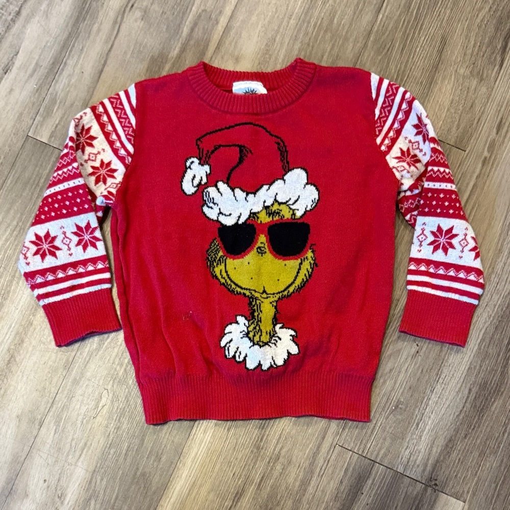 Red Kids Sweater with Festive Design